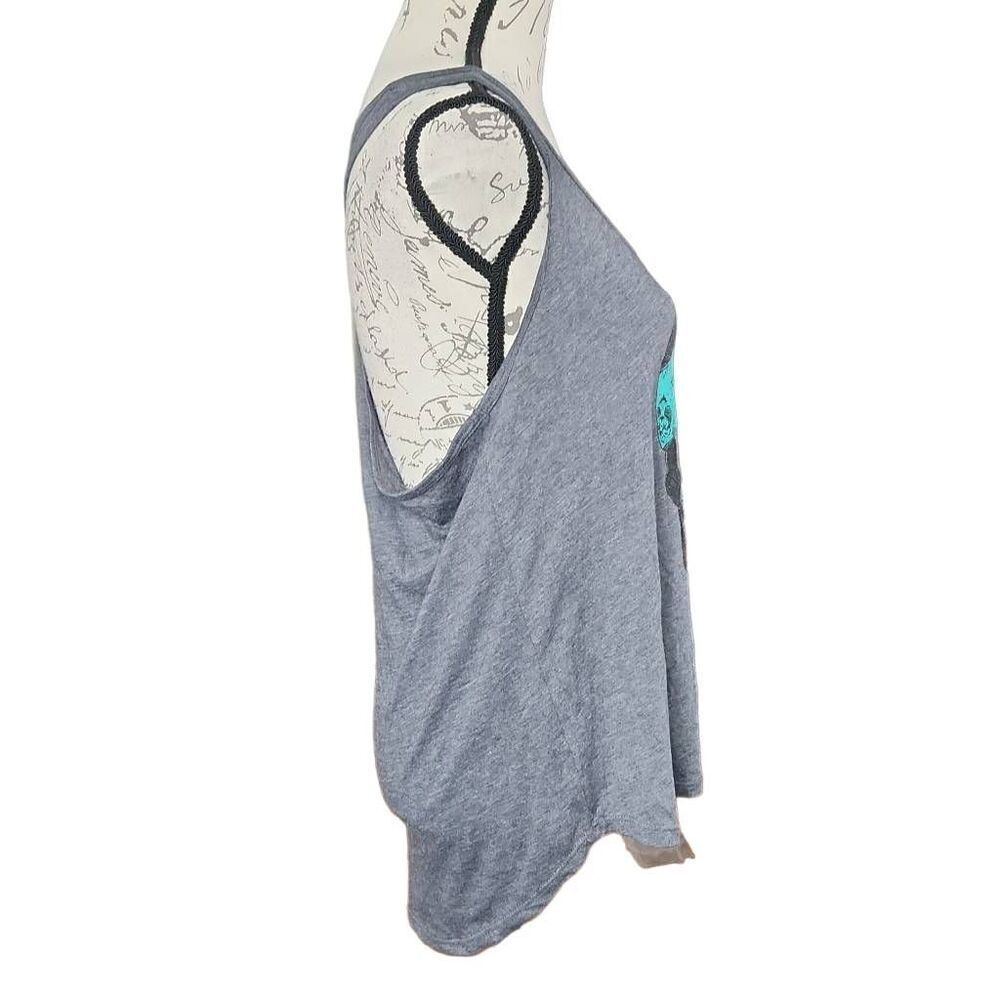 Volcom Women's Size XL Gray Teal Skull Racerback Tank - Picture 4 of 5